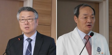 (왼쪽)이철 연세의료원장, 노성훈 연세암병원장.